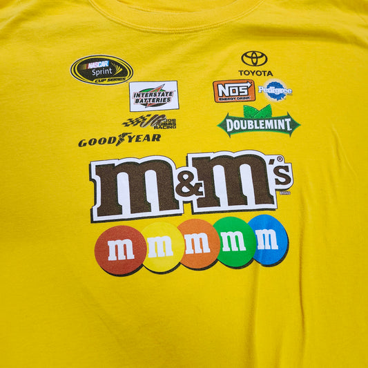 Chase Authentics NASCAR Kyle Busch 18 M&M's Racing T-Shirt Yellow 3XL Mens