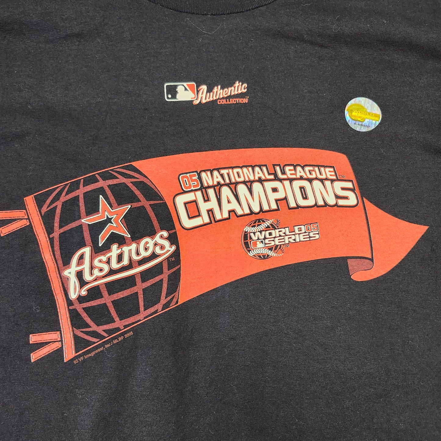Vintage Houston Astros Shirt Mens 2XL Black MLB Baseball 05 NL Champions Alstyle
