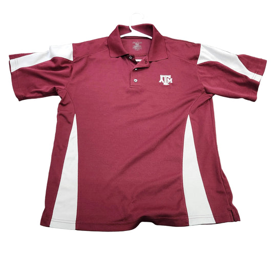 Texas A&M Aggies Polo Shirt Mens Medium Maroon White Performance Mesh