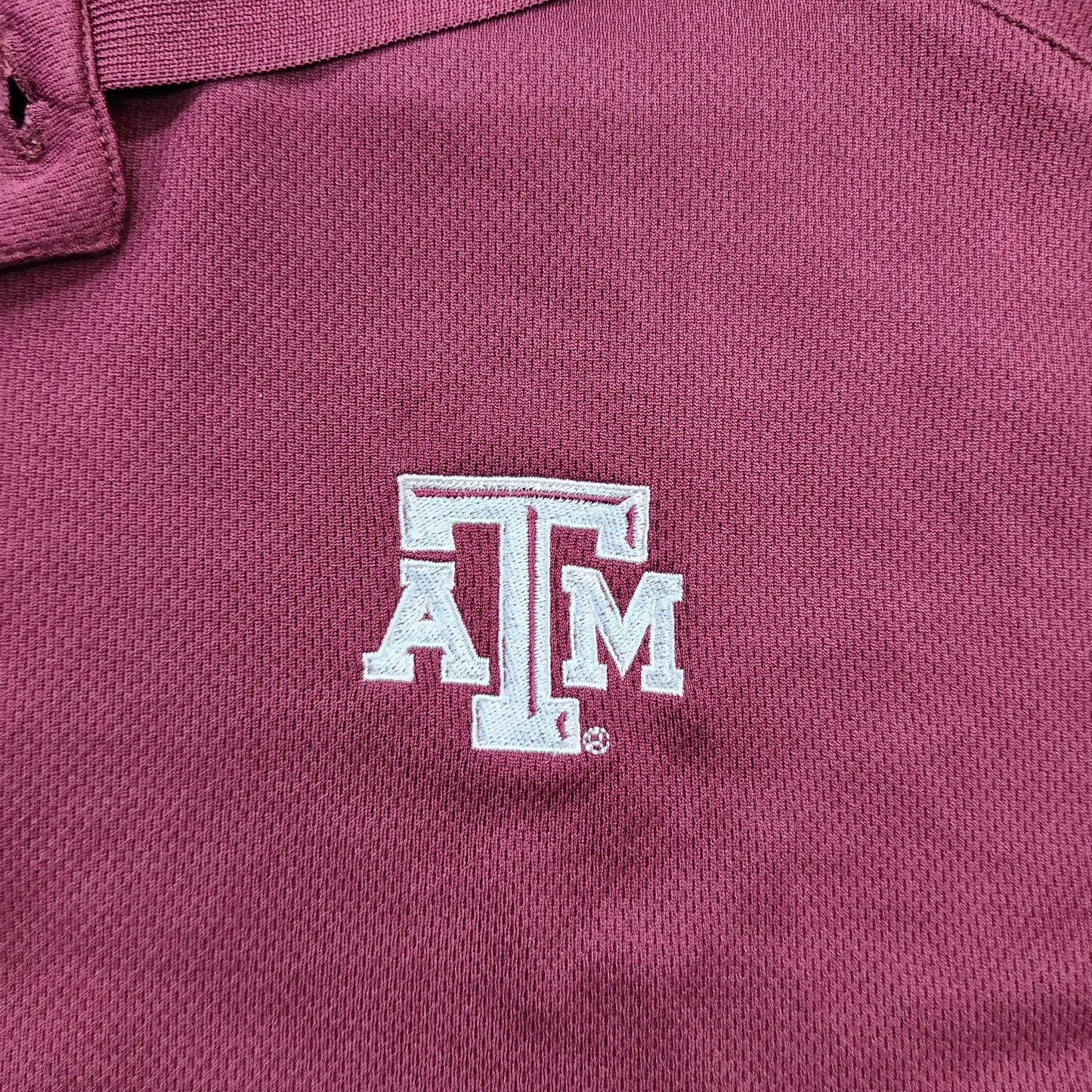 Texas A&M Aggies Polo Shirt Mens Medium Maroon White Performance Mesh