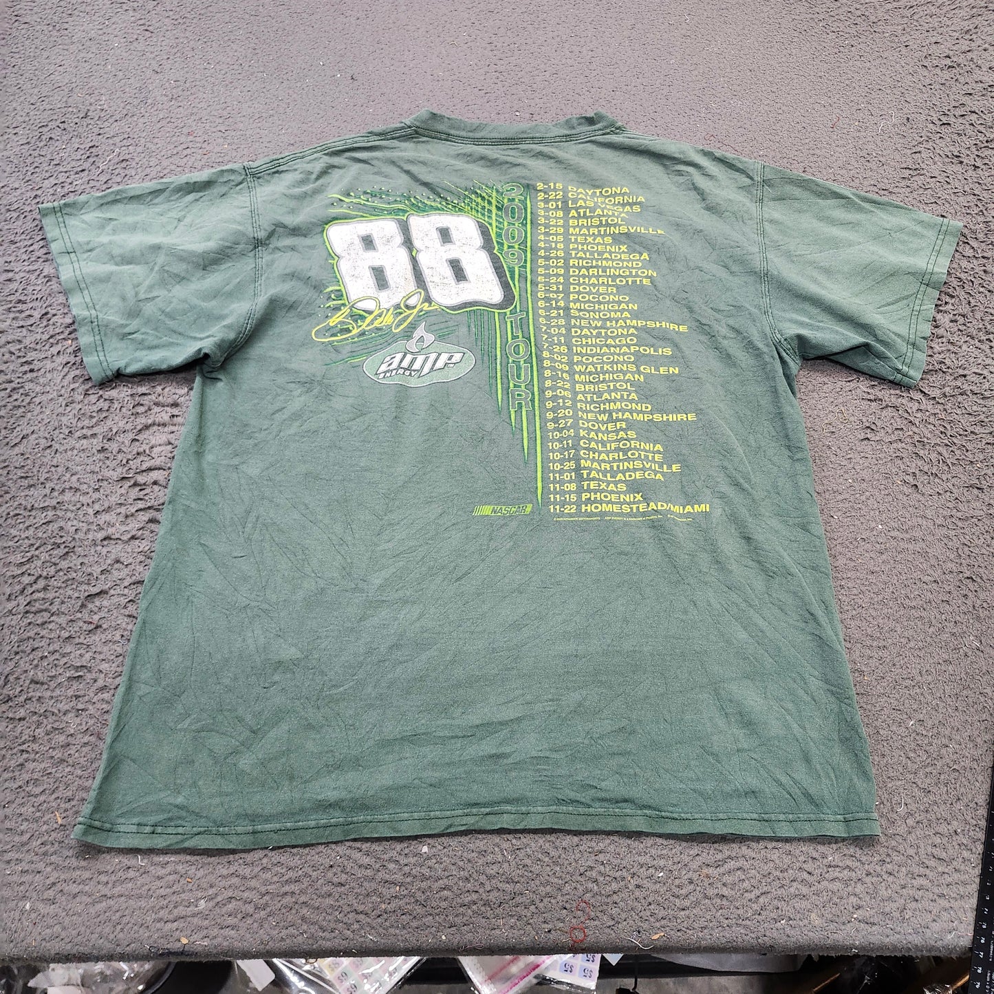 NASCAR Dale Earnhardt Jr 88 Amp Energy 2009 Tour Shirt Green Large Lg