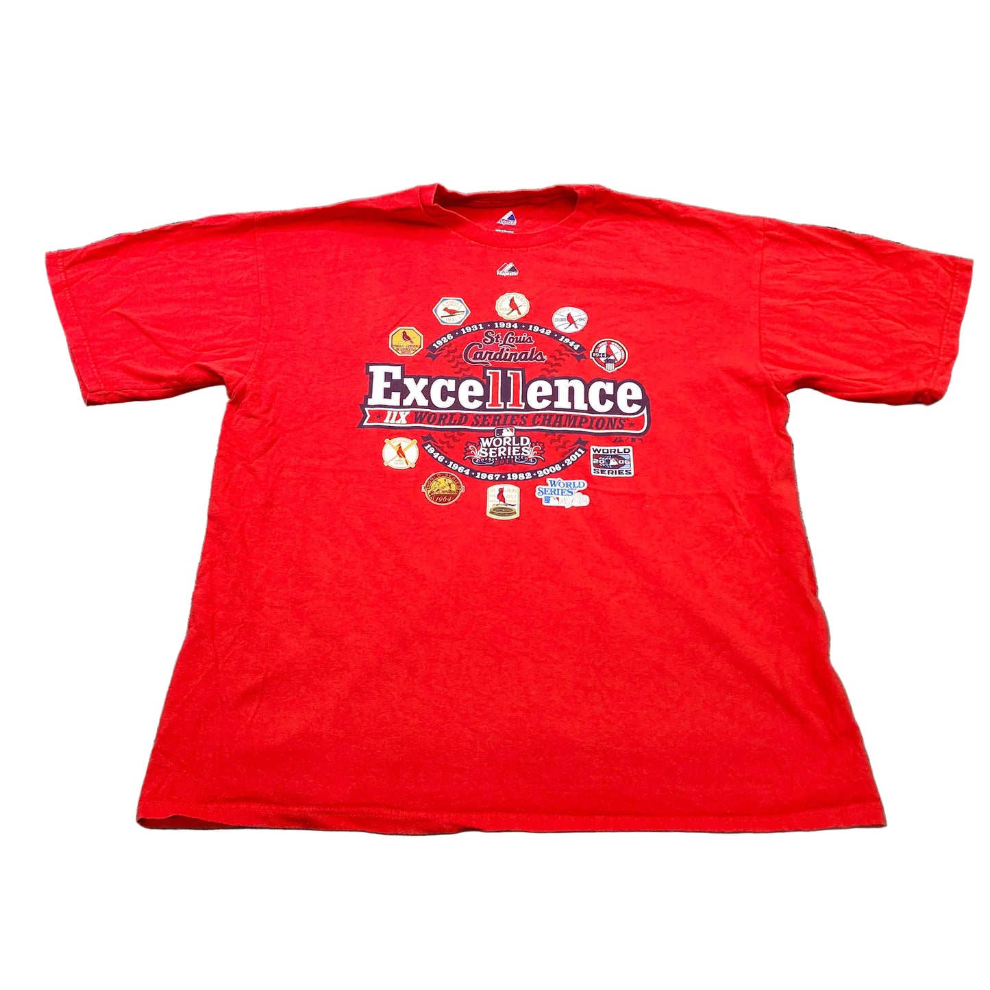 St Louis Cardinals Excellence 11X World Series Champions Red Shirt XL