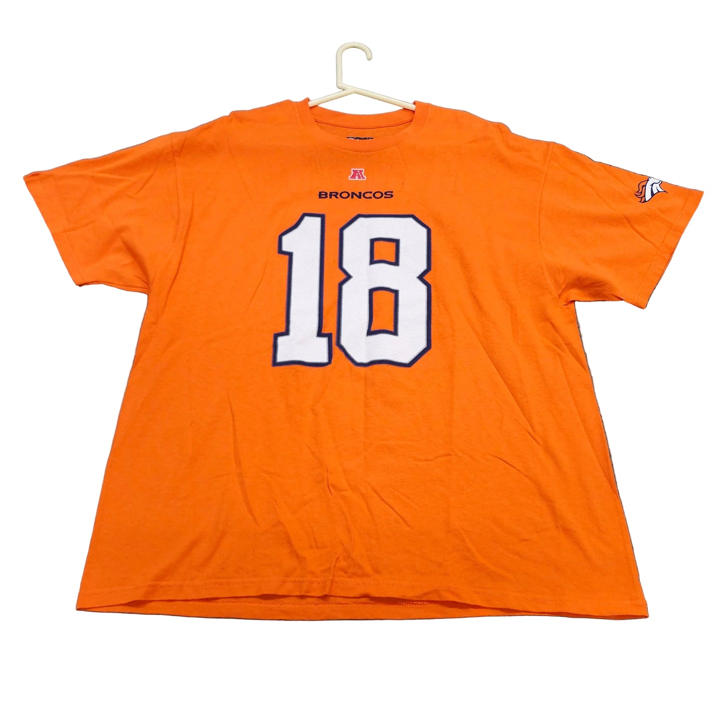 Denver Broncos Peyton Manning 18 NFL Team Apparel Orange T-Shirt Mens 2XL