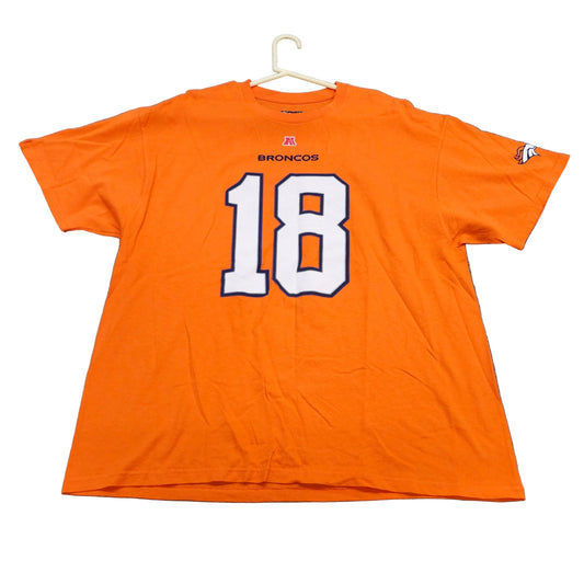Denver Broncos Peyton Manning 18 NFL Team Apparel Orange T-Shirt Mens 2XL
