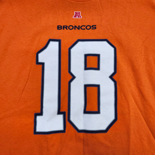Denver Broncos Peyton Manning 18 NFL Team Apparel Orange T-Shirt Mens 2XL