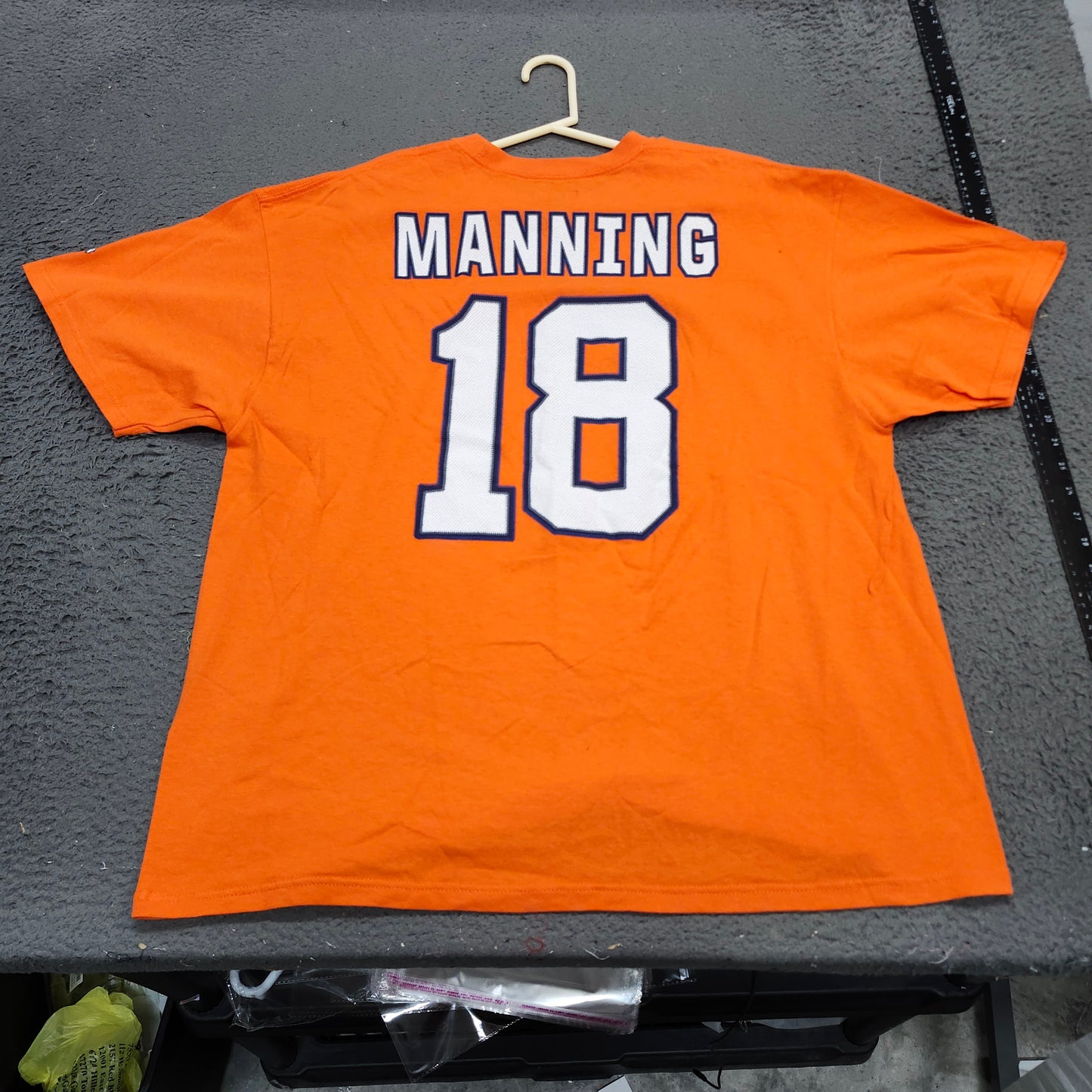 Denver Broncos Peyton Manning 18 NFL Team Apparel Orange T-Shirt Mens 2XL