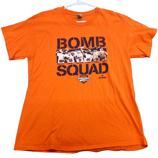 Houston Astros Shirt Mens L Orange MLB Baseball Gildan Bomb Squad Graphic Tee