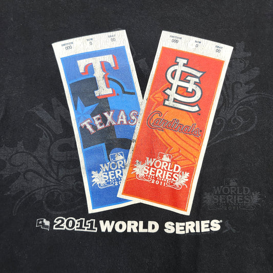 2011 World Series Texas Rangers vs St Louis Cardinals MLB Black T-Shirt Mens L