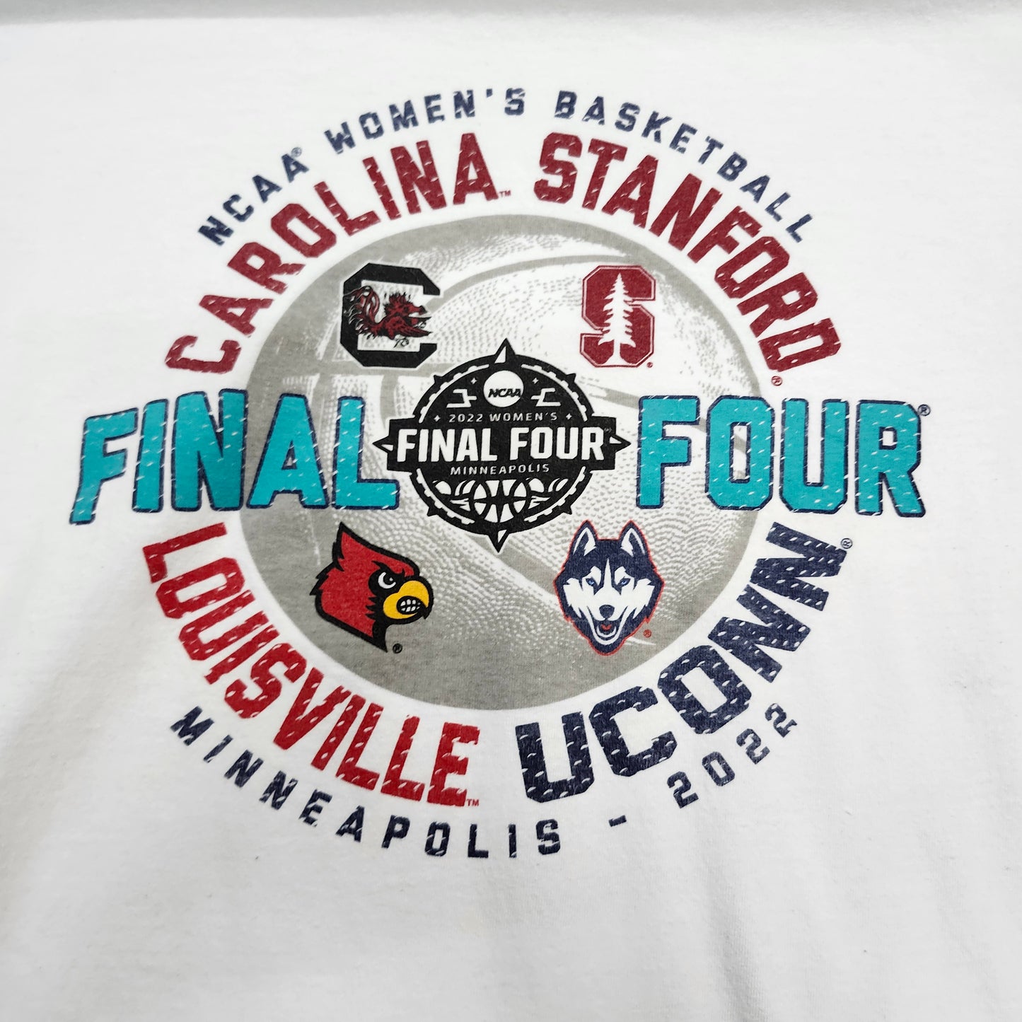 NCAA Womens Basketball Final Four 2022 Minneapolis Blue 84 T-Shirt White XXL