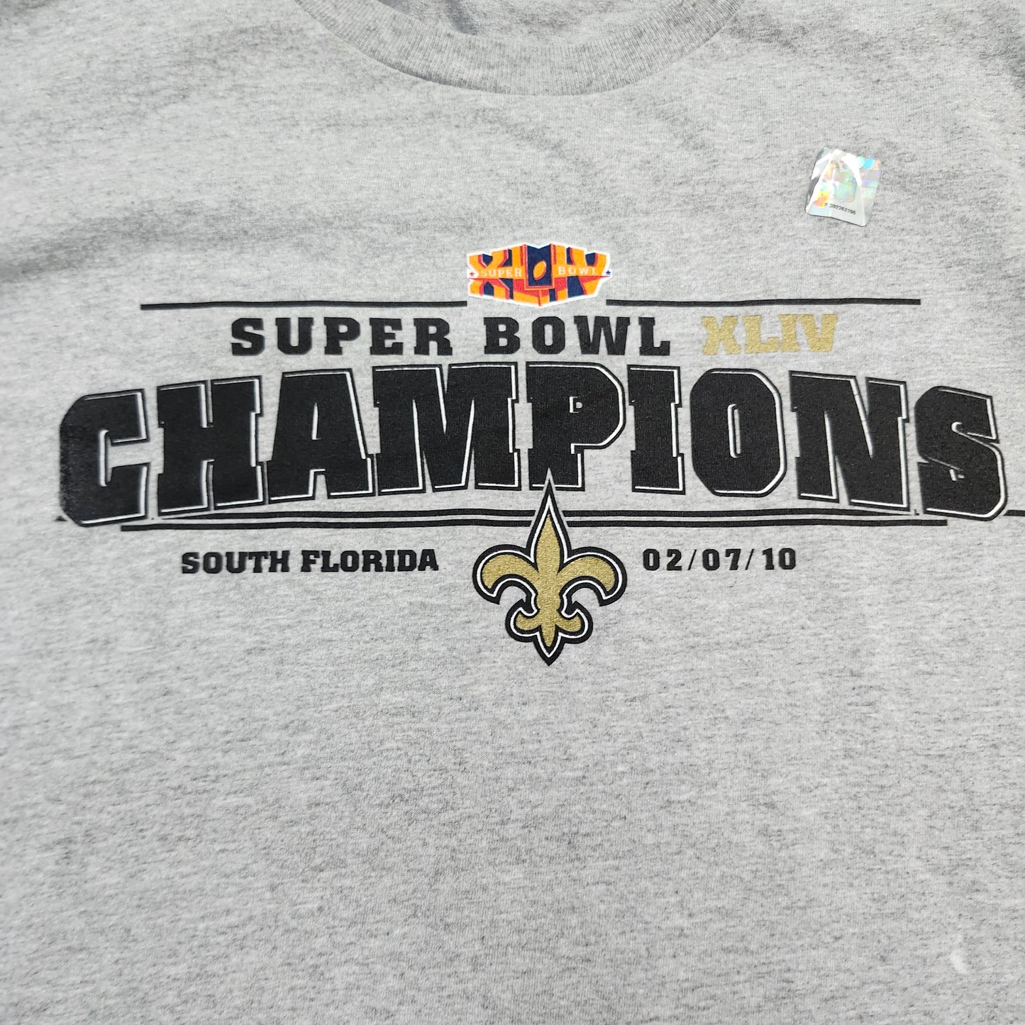New Orleans Saints Super Bowl XLIV Champions Gray Long Sleeve Shirt Mens XL