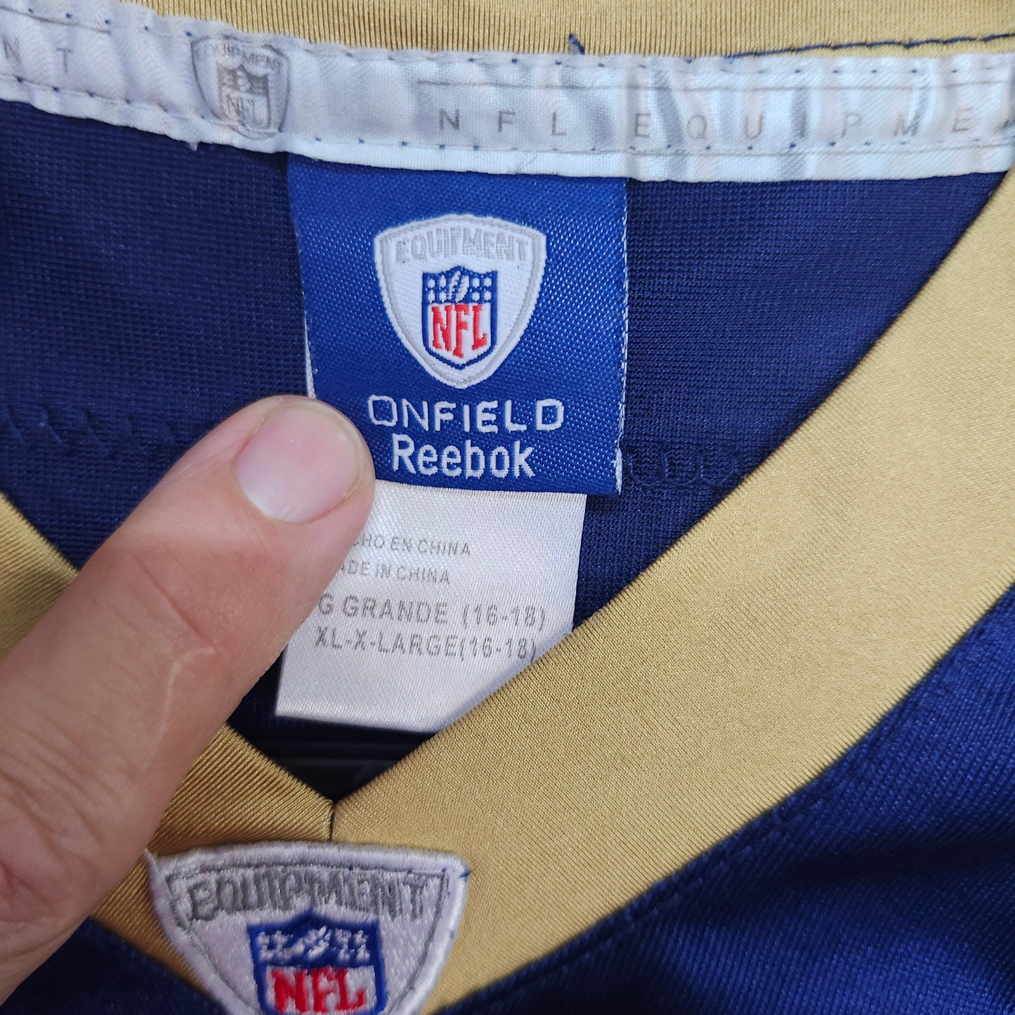 St. Louis Rams Sam Bradford 8 Jersey Youth XL Reebok NFL Blue Gold Football