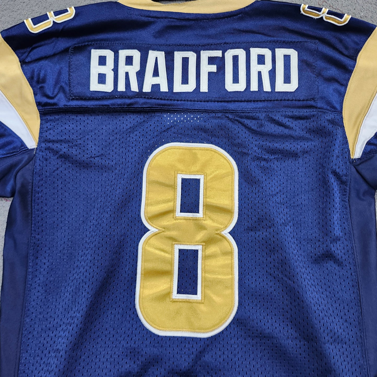 St. Louis Rams Sam Bradford 8 Jersey Youth XL Reebok NFL Blue Gold Football