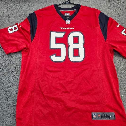 Houston Texans Brooks Reed 58 NFL Nike Mens Jersey Red XL On Field