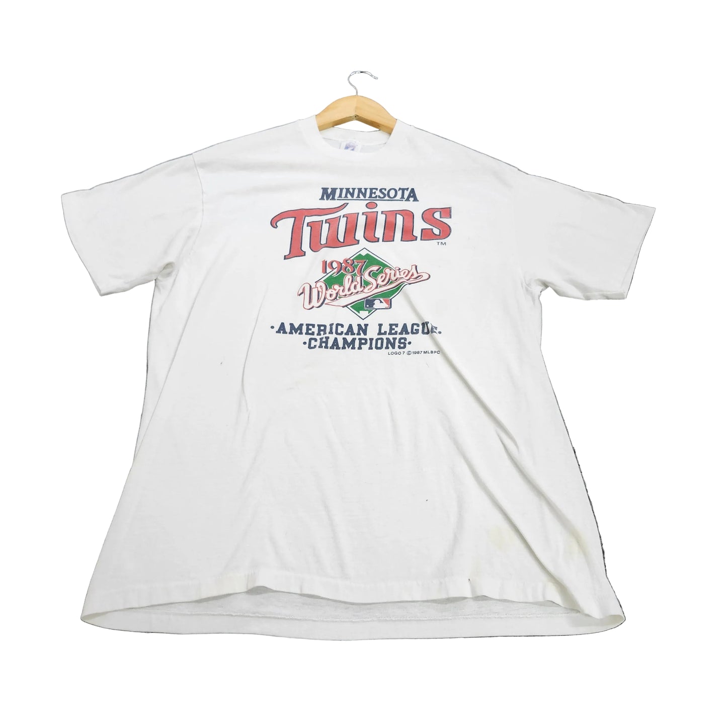 Vintage 1987 Minnesota Twins World Series Champions Logo 7 Shirt White XL USA