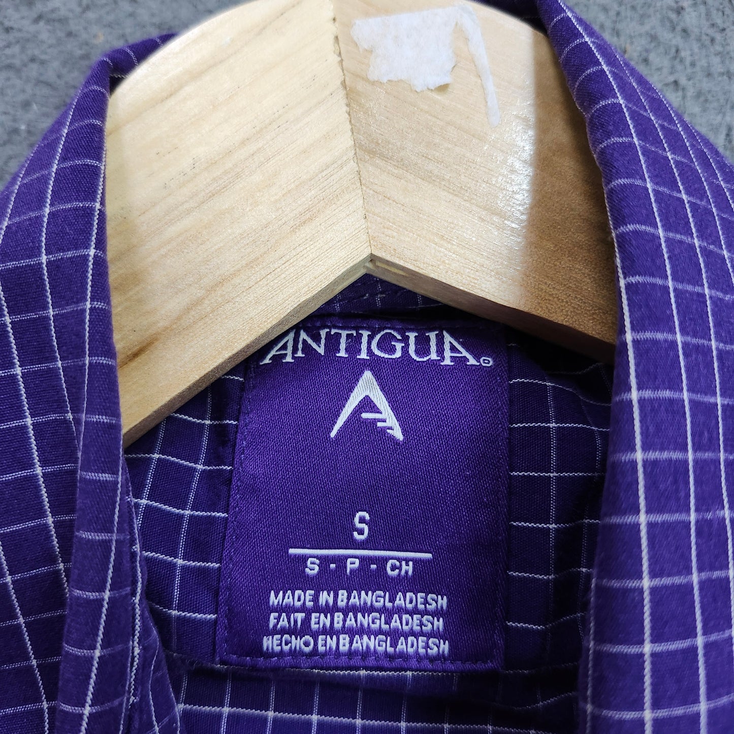 Antigua Baltimore Ravens Mens Small Purple Grid Button Down Shirt NFL Logo