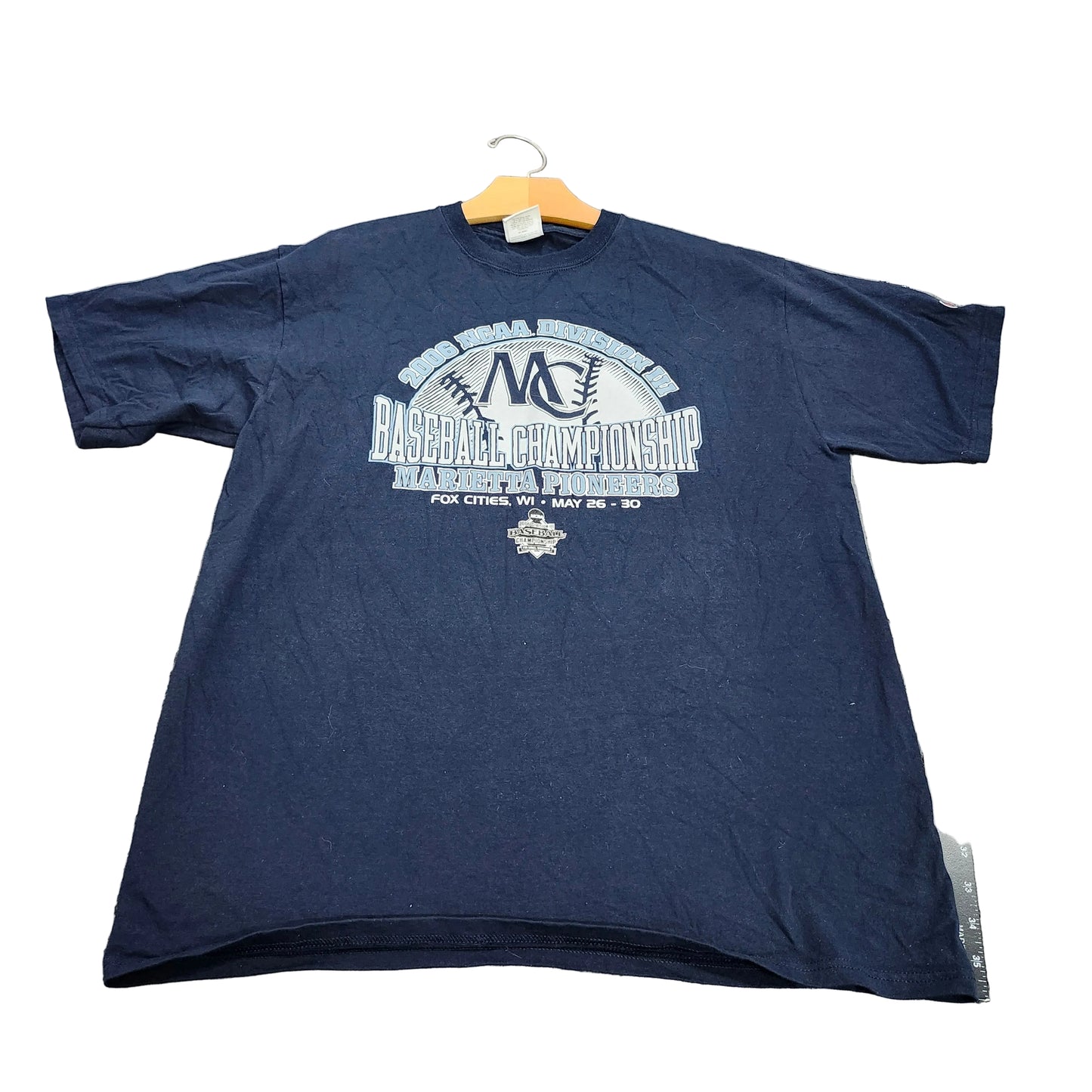 Champion Mens 2006 NCAA Division III Baseball Marietta Pioneers T-Shirt Blue XL