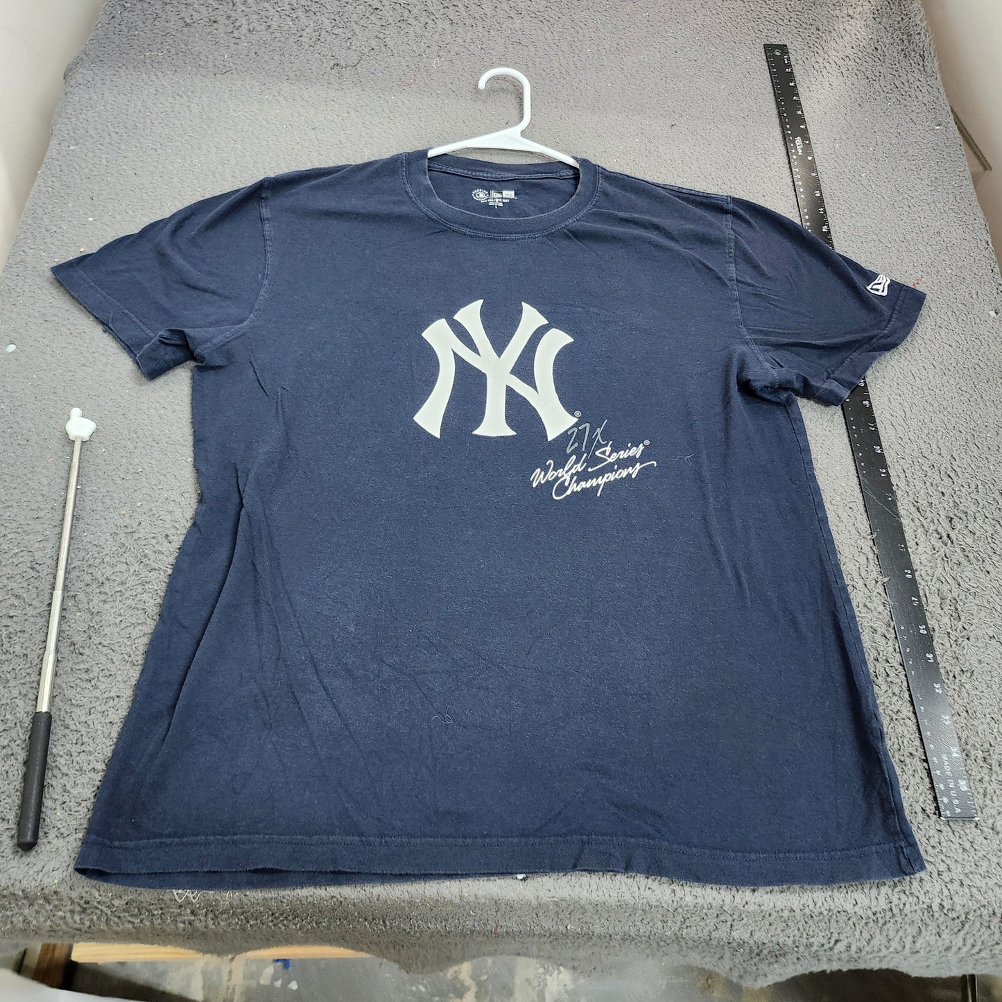 New York Yankees Shirt Mens L Blue MLB Baseball New Era 27X World Series Tee