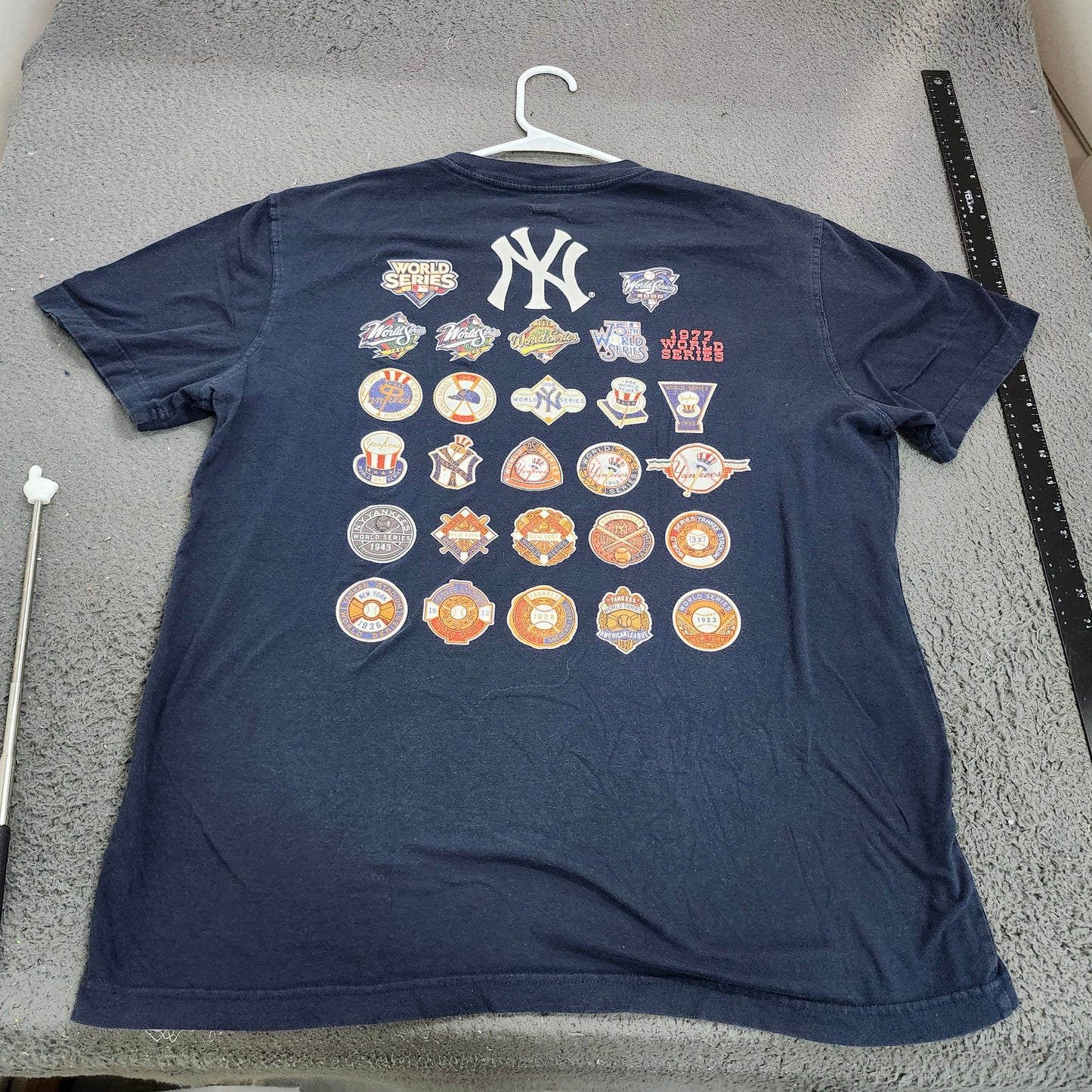 New York Yankees Shirt Mens L Blue MLB Baseball New Era 27X World Series Tee
