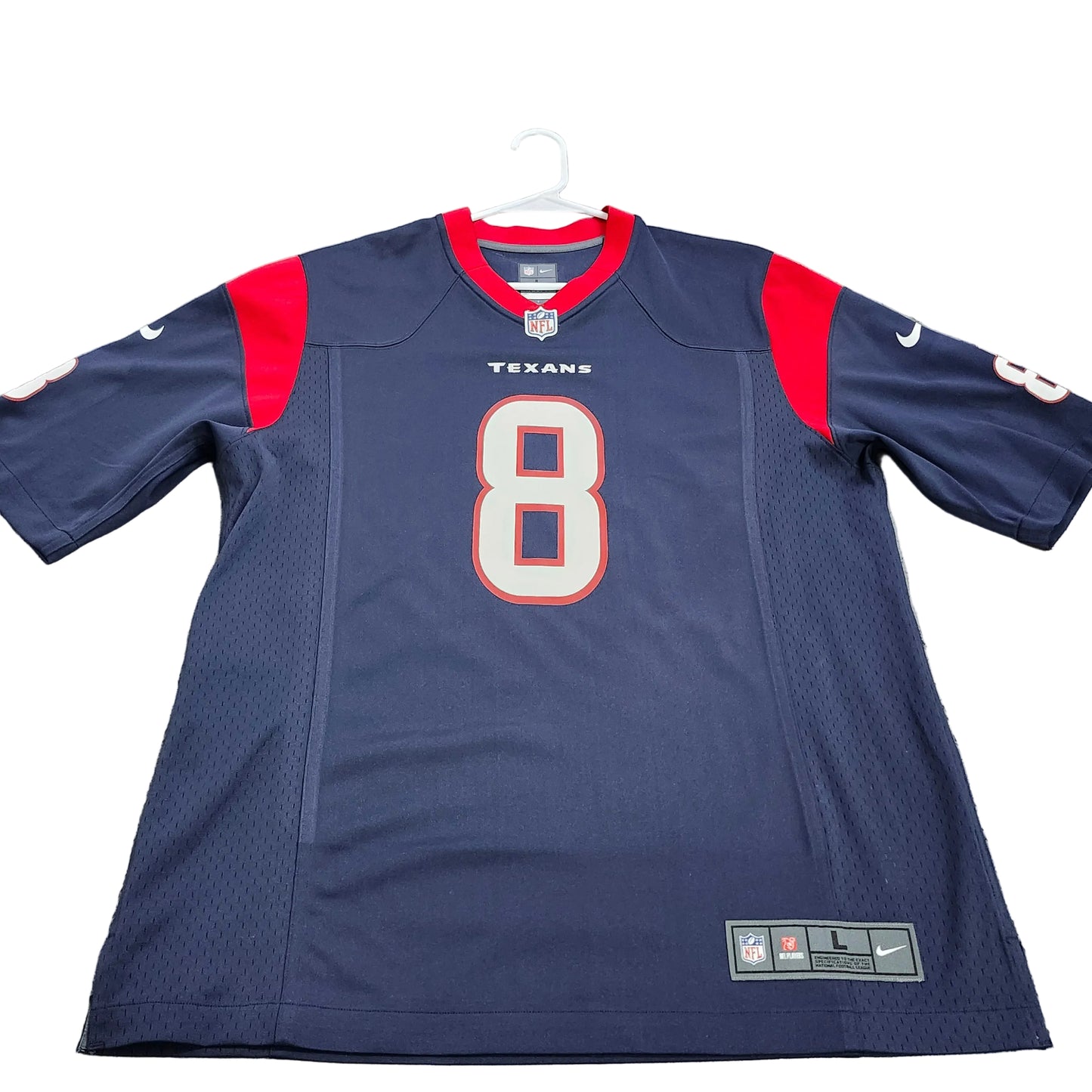 Nike Houston Texans NFL On Field Jersey Navy Blue Red Number 8 Mens Large L