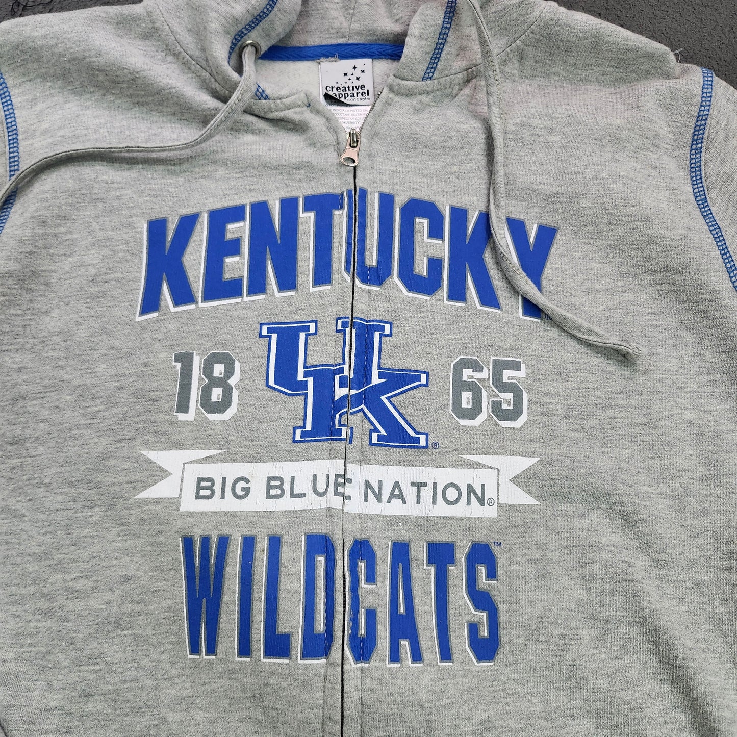 Kentucky Wildcats Hoodie Gray Full Zip Creative Apparel Concepts XL