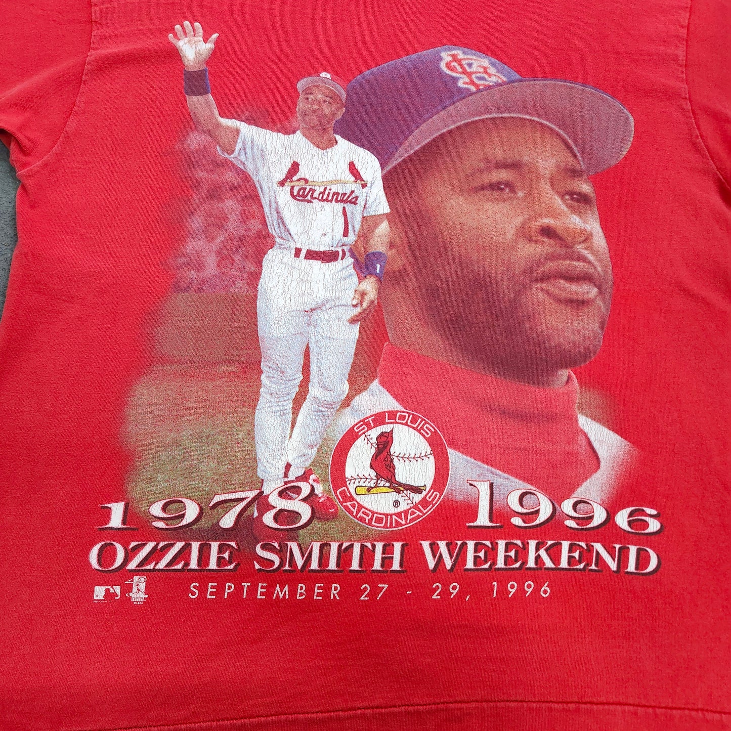 Vintage 1996 Ozzie Smith Weekend T Shirt St Louis Cardinals Pro Player Made USA Large